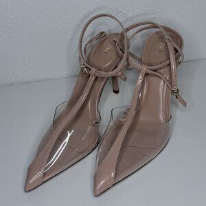 Zara Transparent Slingback Heels Nude Pointed Toe